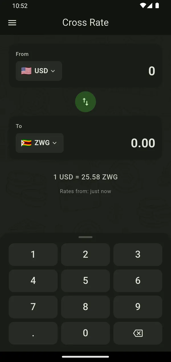 CrossRate app, screen 3 of 3