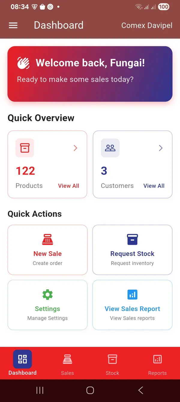 Davipel app, screen 1 of 1
