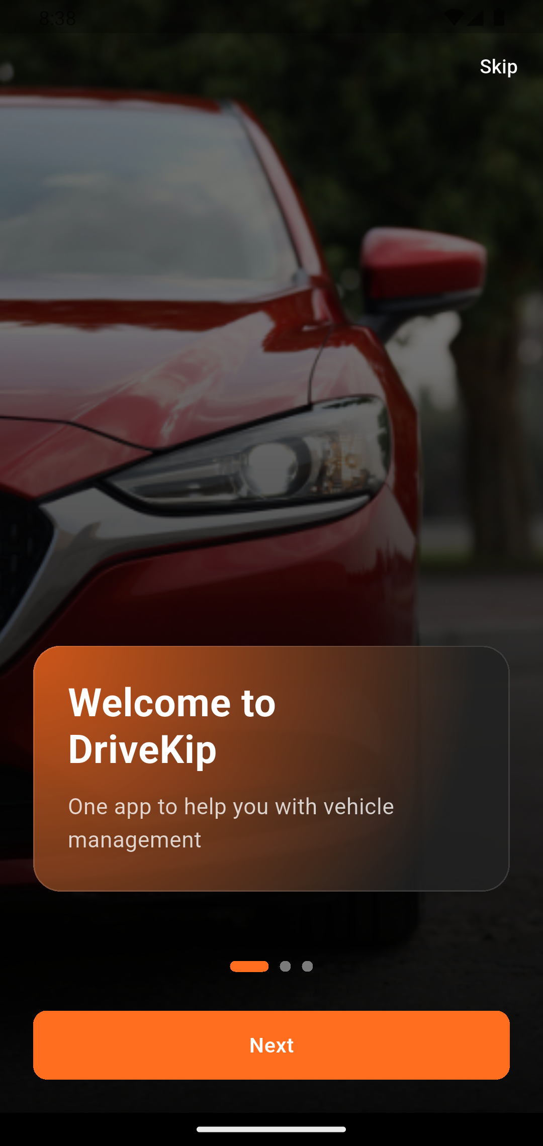 DriveKip App - Screen 1