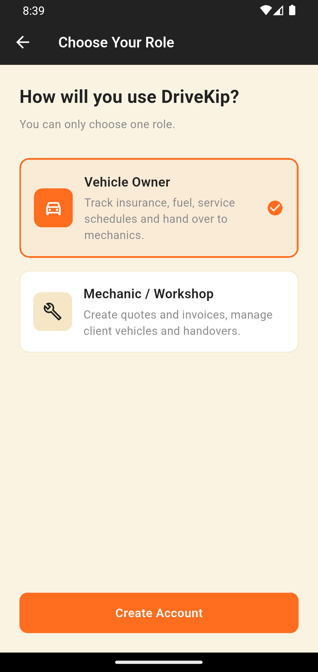 DriveKip App - Screen 3