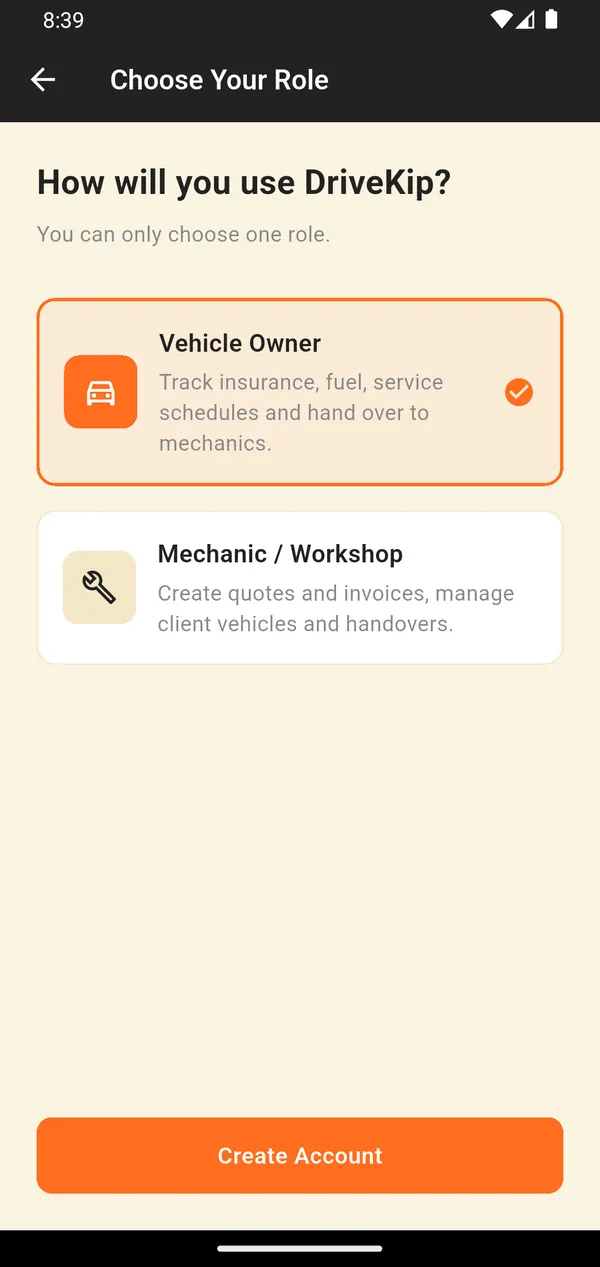 DriveKip app, screen 3 of 4