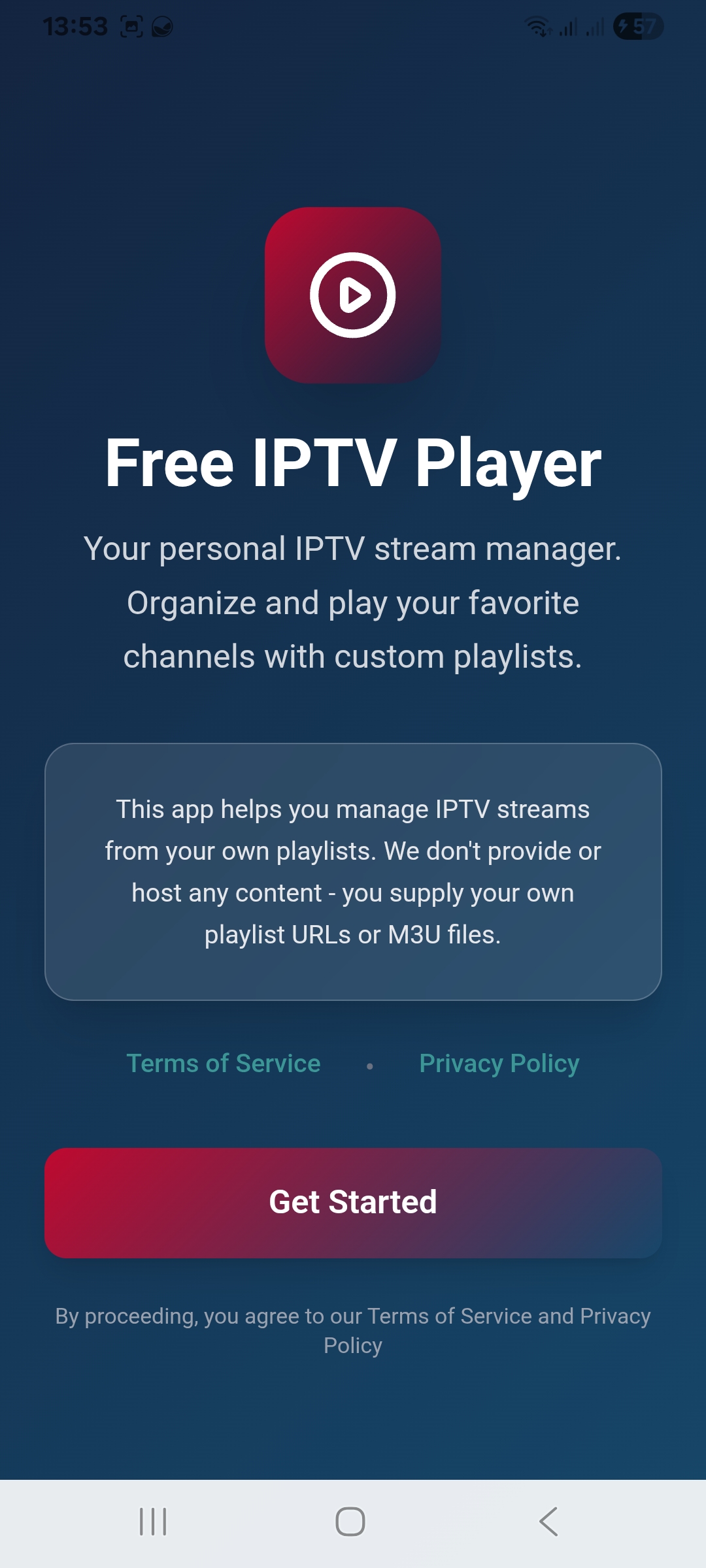 IPTV App - Screen 1