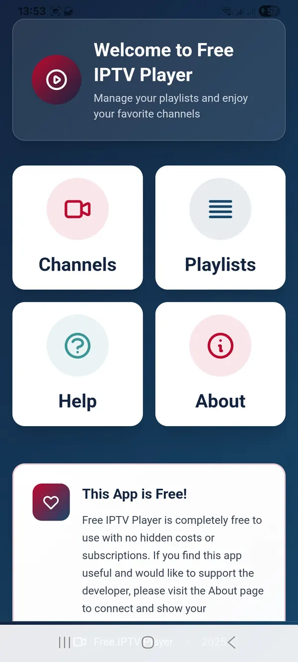 IPTV Player app, screen 2 of 2