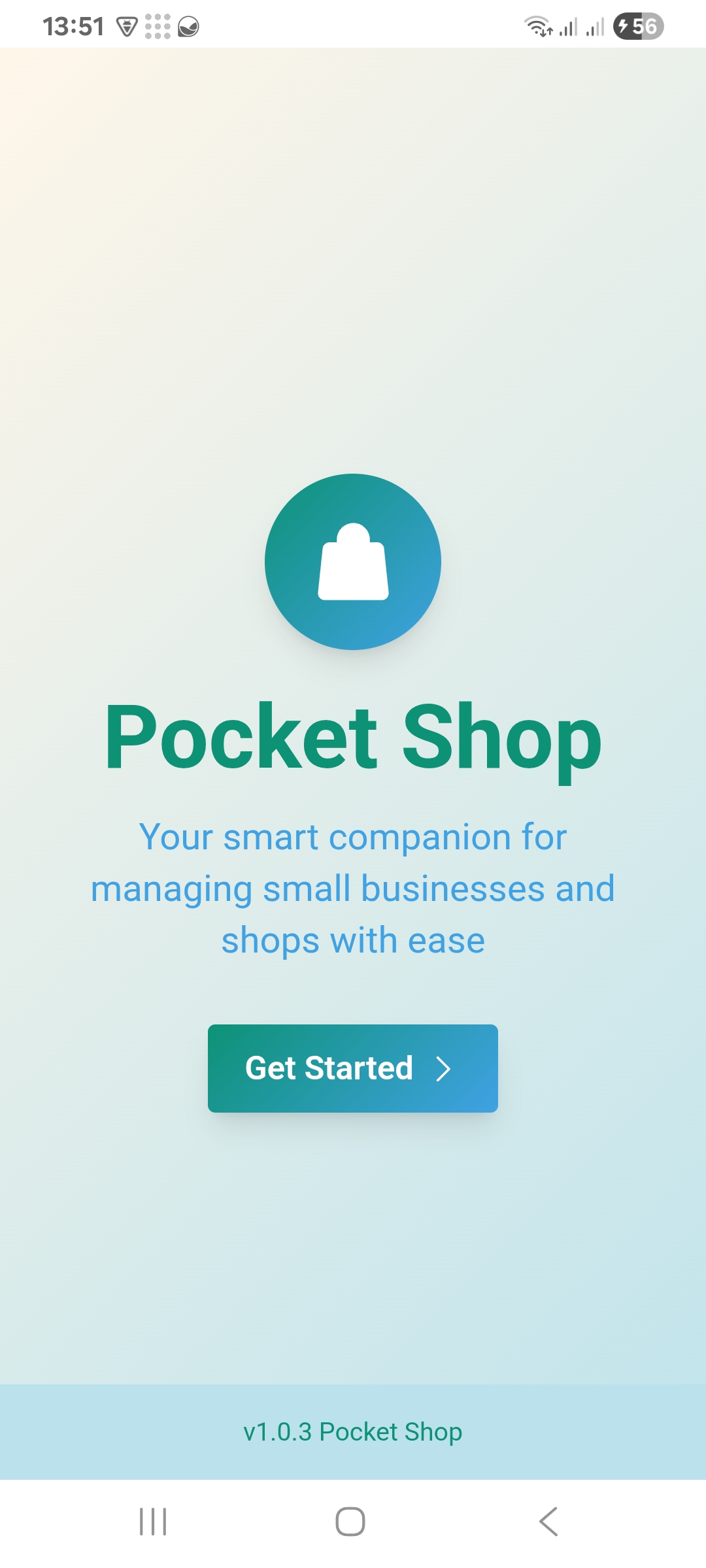 PocketShop App - Screen 1