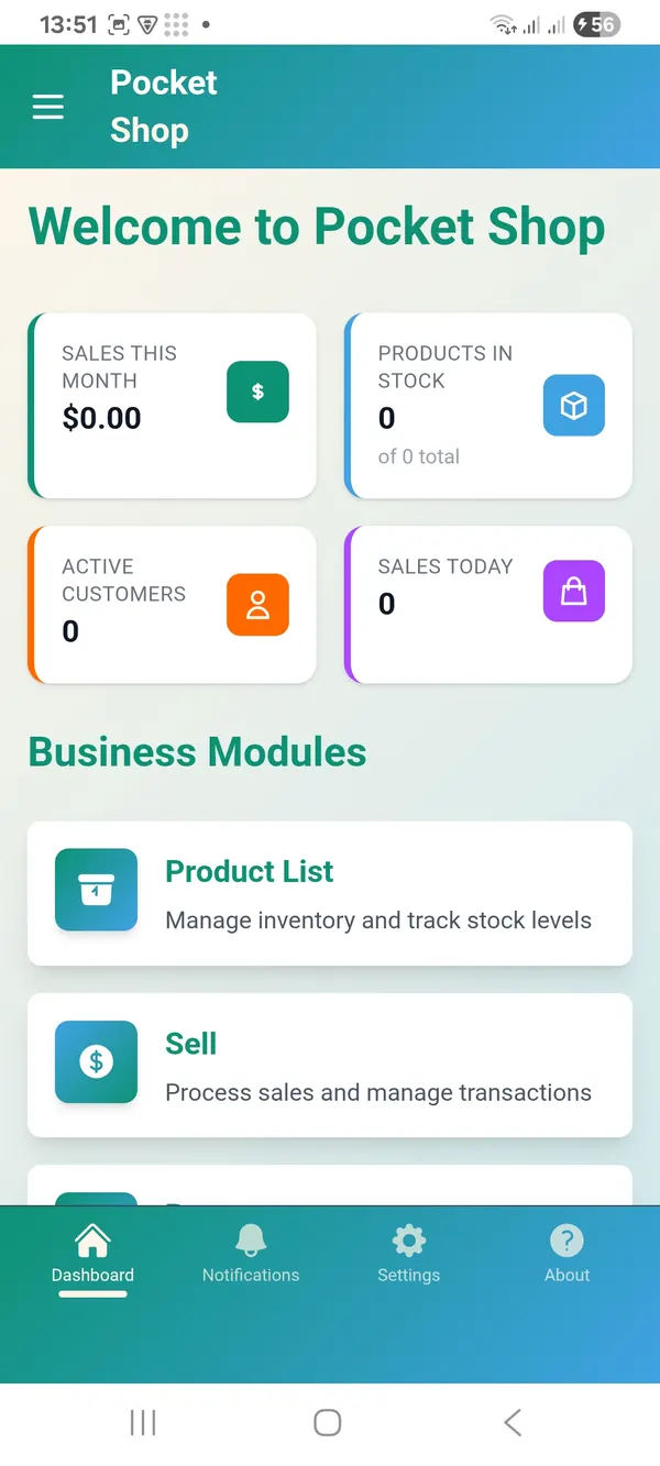 PocketShop app, screen 2 of 2