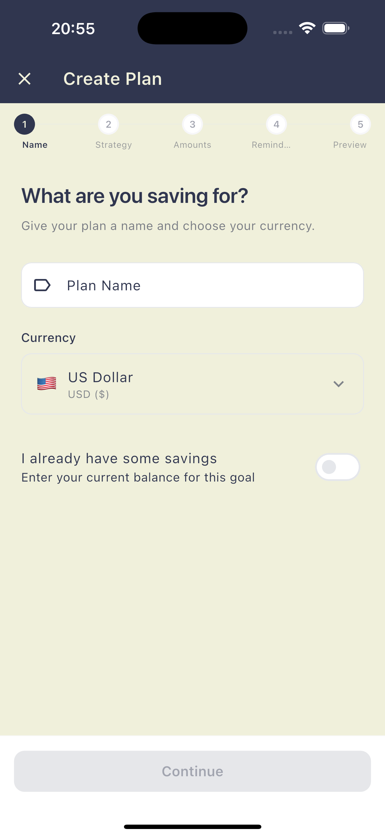 StashPlan App - Screen 2