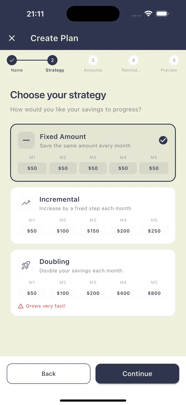 StashPlan app, screen 3 of 5