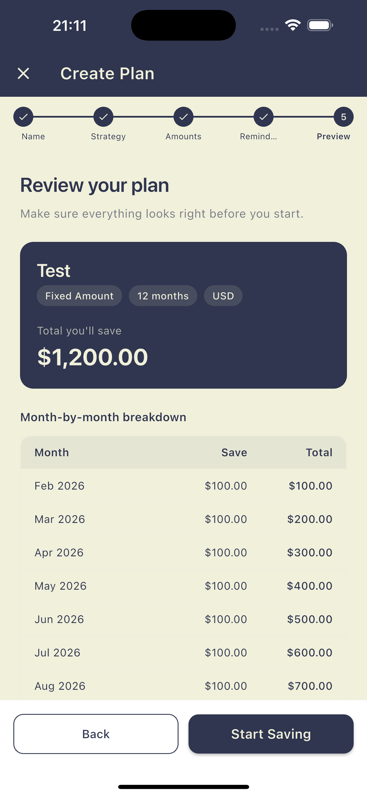 StashPlan App - Screen 5